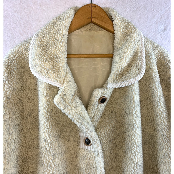 Vintage Haband Women Oversized Sherpa Button Jacket Sz XL Cottage Folk Rustic - Picture 2 of 13